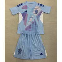 Echipament fotbal Spania Portar Tricou Deplasare European 2024 pentru copii maneca scurta (+ Pantaloni scurti)